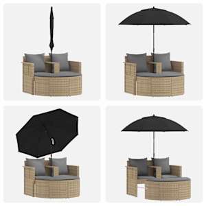 Zahradní sofa s polštářem 8 pcs Béžová a Světle šedá polyratan - obrázek 11