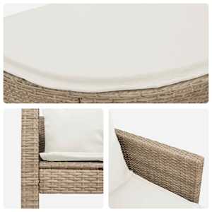 Zahradní sofa s polštářem 8 pcs Beige a krémová bílá polyratan - obrázek 10