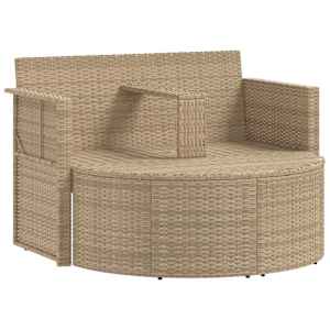 Zahradní sofa s polštářem 8 pcs Beige a krémová bílá polyratan - obrázek 4