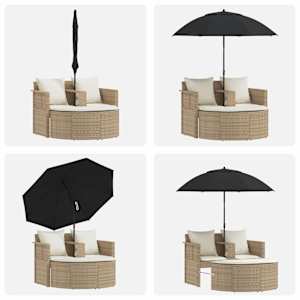 Zahradní sofa s polštářem 8 pcs Beige a krémová bílá polyratan - obrázek 11