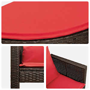 Zahradní sofa Hnědá a červená 168 x 168 x 180 cm polyratan - obrázek 10