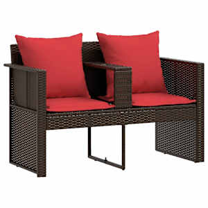 Zahradní sofa Hnědá a červená 168 x 168 x 180 cm polyratan - obrázek 5