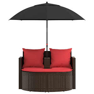 Zahradní sofa Hnědá a červená 168 x 168 x 180 cm polyratan - obrázek 7