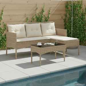 Vrtna sedežna garnitura z blazino 2 pcs poli ratan