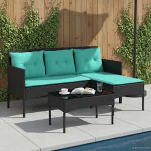 Vrtna sedežna garnitura z blazino 2 pcs poli ratan