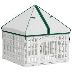 vidaXL 4-paneeline koera m&auml;nguplats katusega 60 x 60 x 82 cm Plastmass