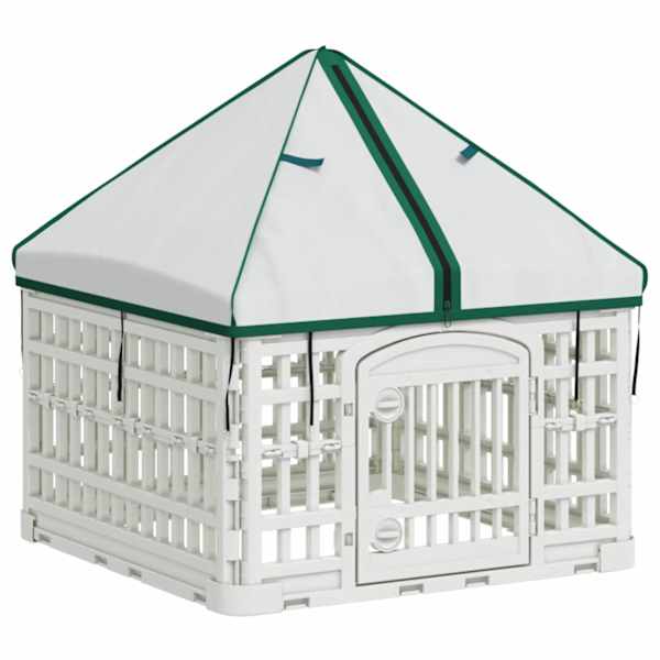 vidaXL 4-paneeline koera m&auml;nguplats katusega 60 x 60 x 82 cm Plastmass