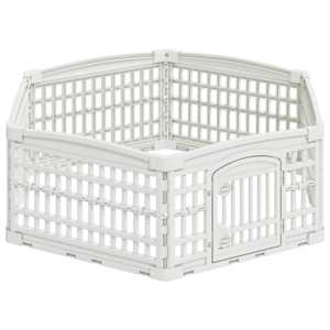 vidaXL 6 Paneeli Koera M&auml;nguaed 122 x 106,5 x 40 cm Plastmass Valge