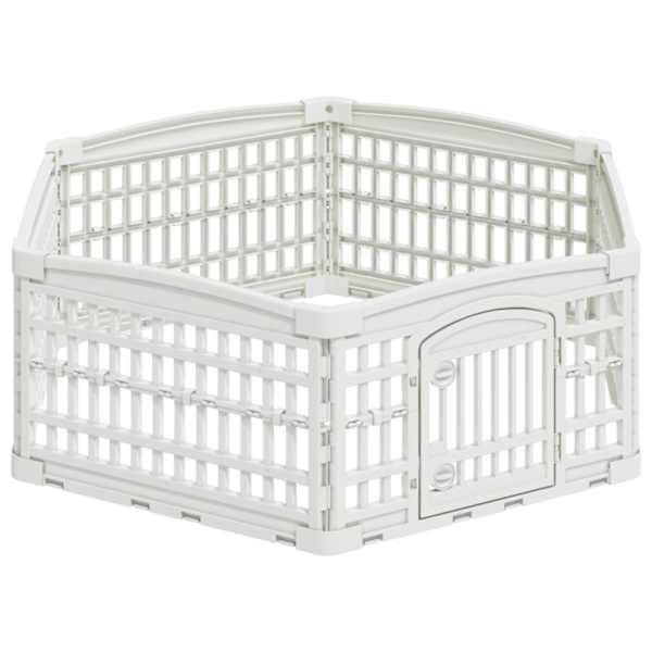 vidaXL 6 Paneeli Koera M&auml;nguaed 122 x 106,5 x 40 cm Plastmass Valge