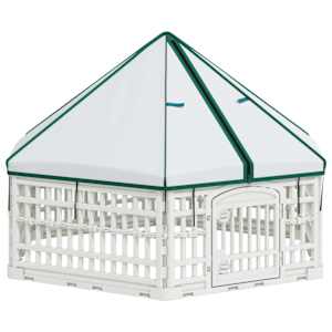 vidaXL 6 Paneeli Koera M&auml;nguaed 122 x 106,5 x 82 cm Plastmass Valge