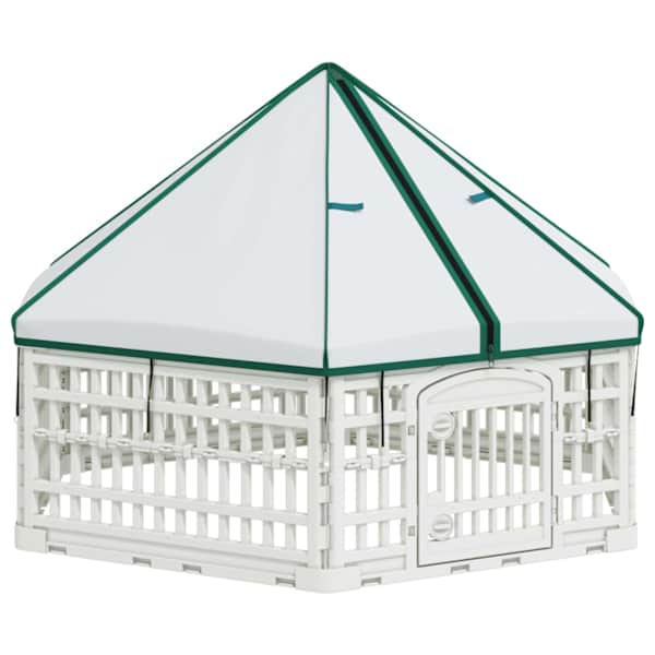 vidaXL 6 Paneeli Koera M&auml;nguaed 122 x 106,5 x 82 cm Plastmass Valge