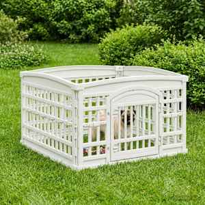 4 panelový plot pro psy 88 x 88 x 56 cm Plast Bílá Skládací - obrázek 4