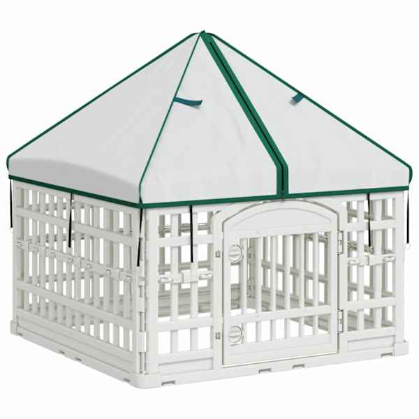vidaXL 4-paneeline koera m&auml;nguplats katusega 88 x 88 x 112 cm Valge