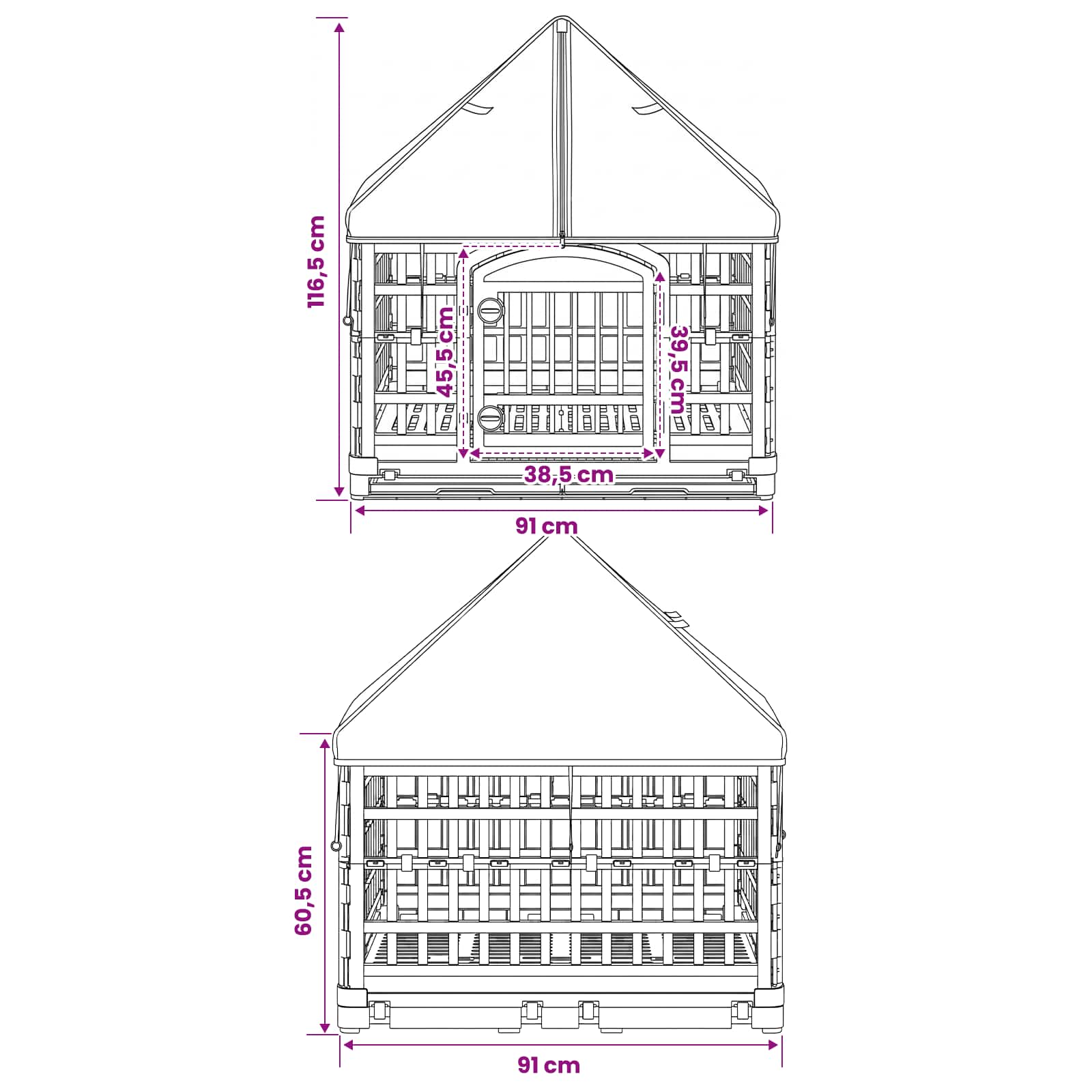 4 Panelen Honden Speelweide met Dak 177,5 x 154,5 x 112 cm Wit image 9