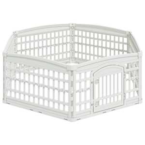 vidaXL 6 Paneeli Koera M&auml;nguaed 177,5 x 154,5 x 58 cm Plastmass Valge