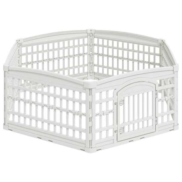 vidaXL 6 Paneeli Koera M&auml;nguaed 177,5 x 154,5 x 58 cm Plastmass Valge