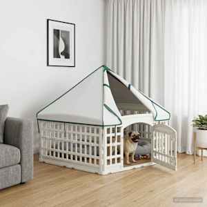 6 Panelna Pasja Ograja 177,5 x 154,5 x 112 cm Plastika Bela