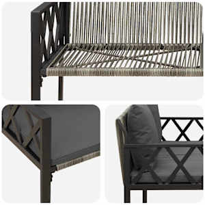 Zahradní lavičky 2 -Seater 116 x 56 x 75 cm polyratan - obrázek 8