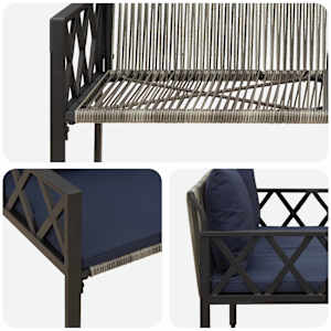 Zahradní lavičky 2 -Seater 116 x 56 x 75 cm polyratan - obrázek 8