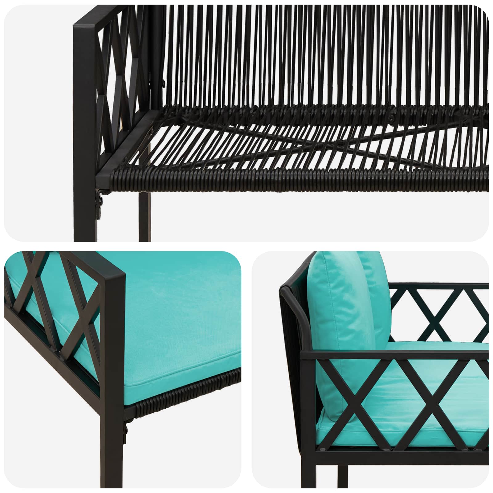 Ulkoilmapenkit 2 -Seater 116 x 56 x 75 cm polyrottinki - Image 8