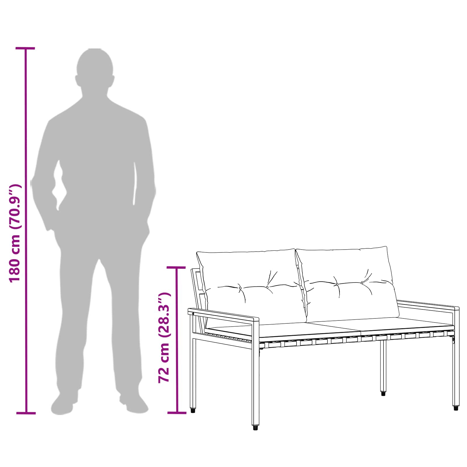 Outdoor Bench 2 Seater size guide