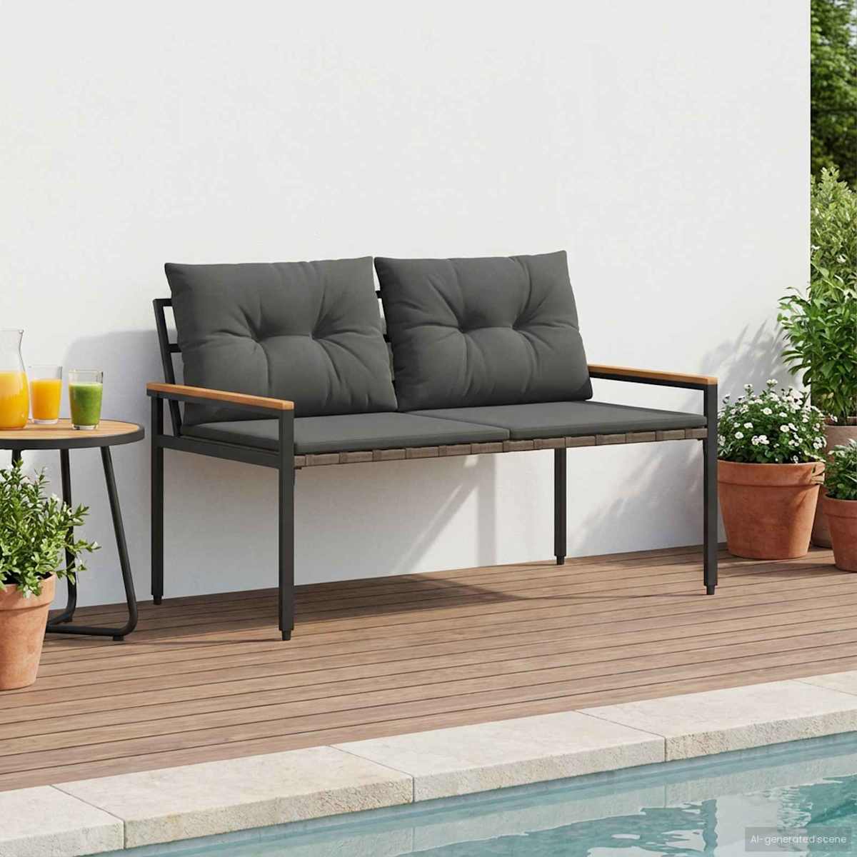 Udendørs bænk 2 -Seater 116 x 67,5 x 72 cm polyrattan