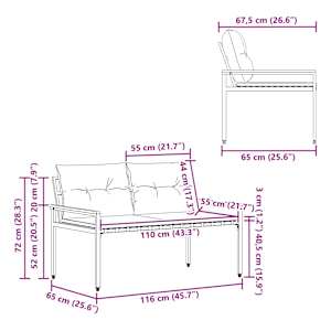 Venkovní lavice 2 -Seater 116 x 67,5 x 72 cm polyratan - obrázek 11