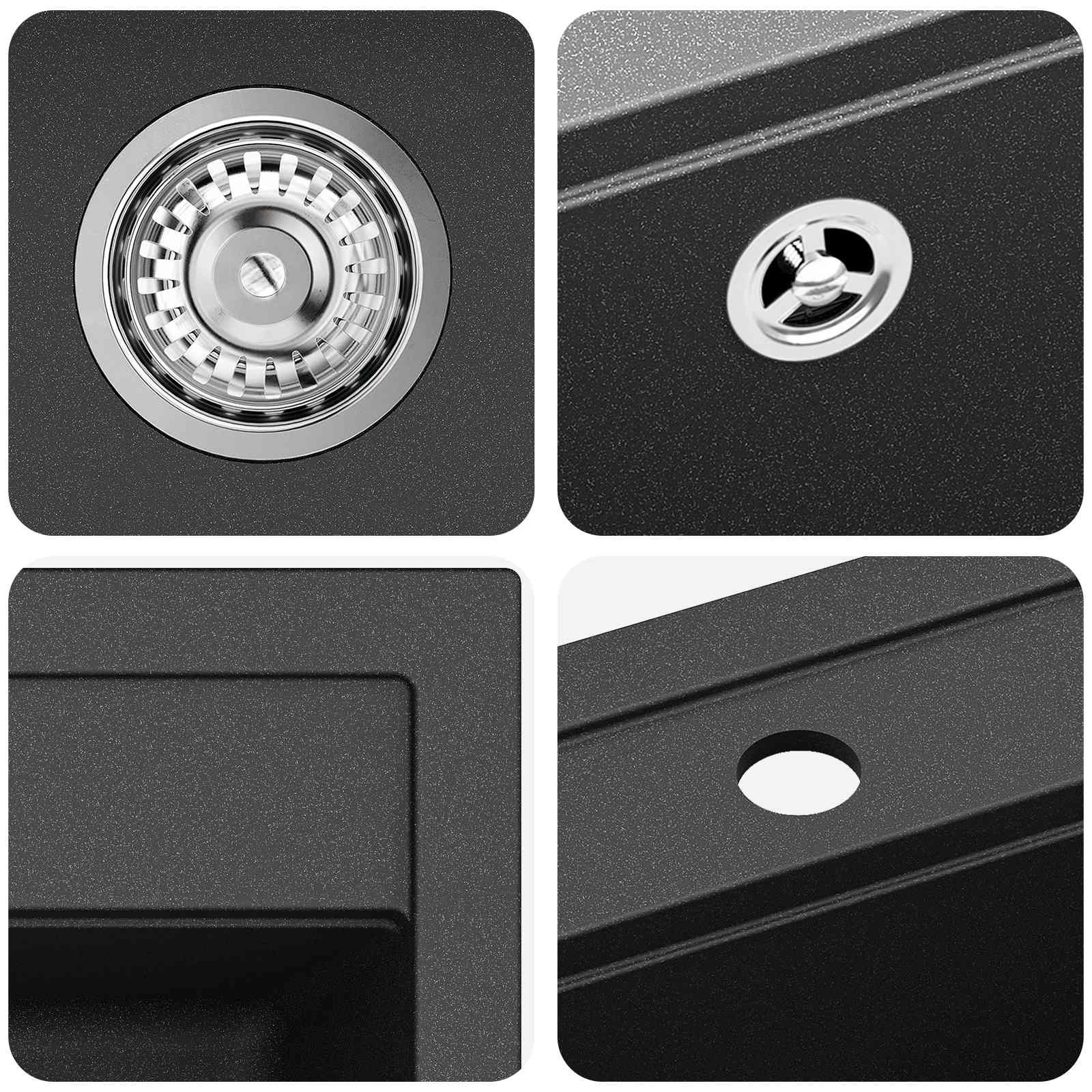 Izlietne Melna 470 x 440 mm Granīts