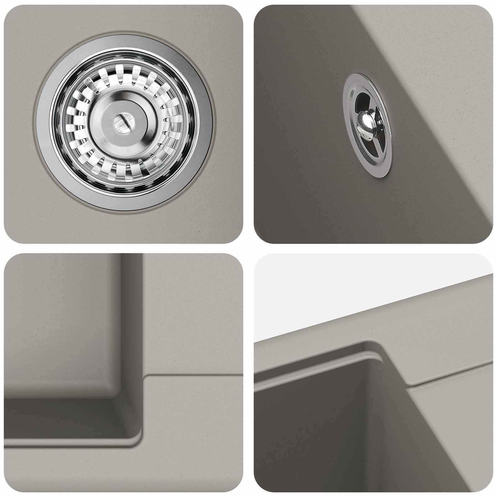 Izlietne Pelēka 670 x 460 mm 80% Kvarts un 20% Sveķi