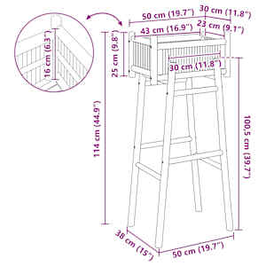 Zahradní květináč s držákem Přírodní 50 x 38 x 114 cm Bambus - obrázek 8