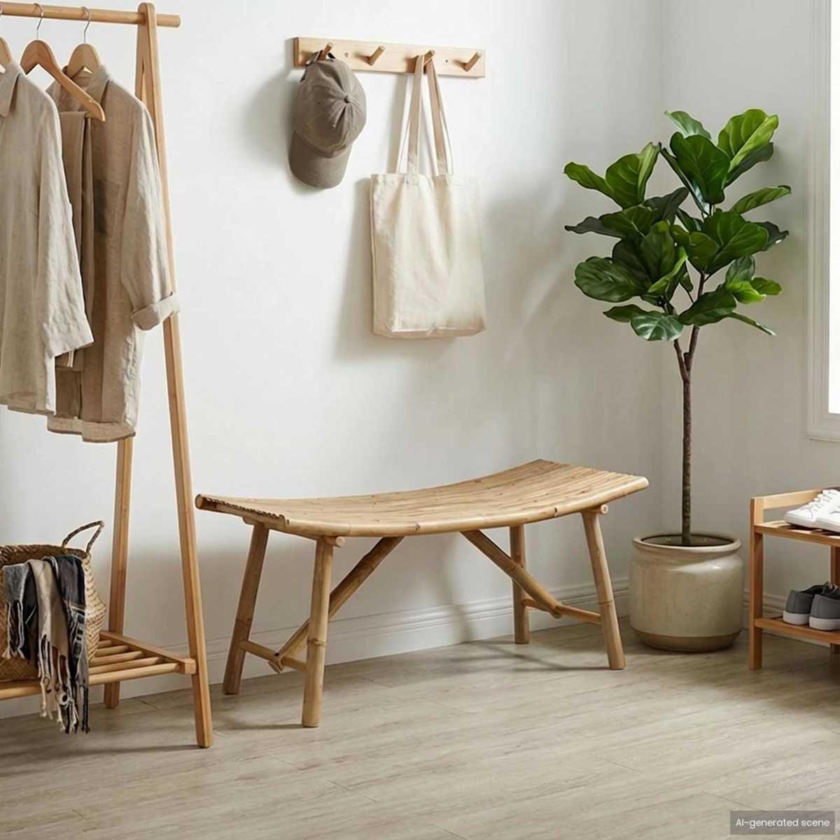 Havebænk 110 x 45 x 50 cm Bambus Naturfarvet Rektangulær