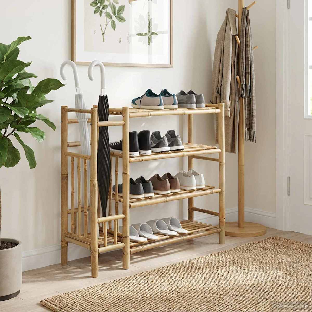 Skostativ 88 x 27 x 80 cm Bambus Naturfarvet