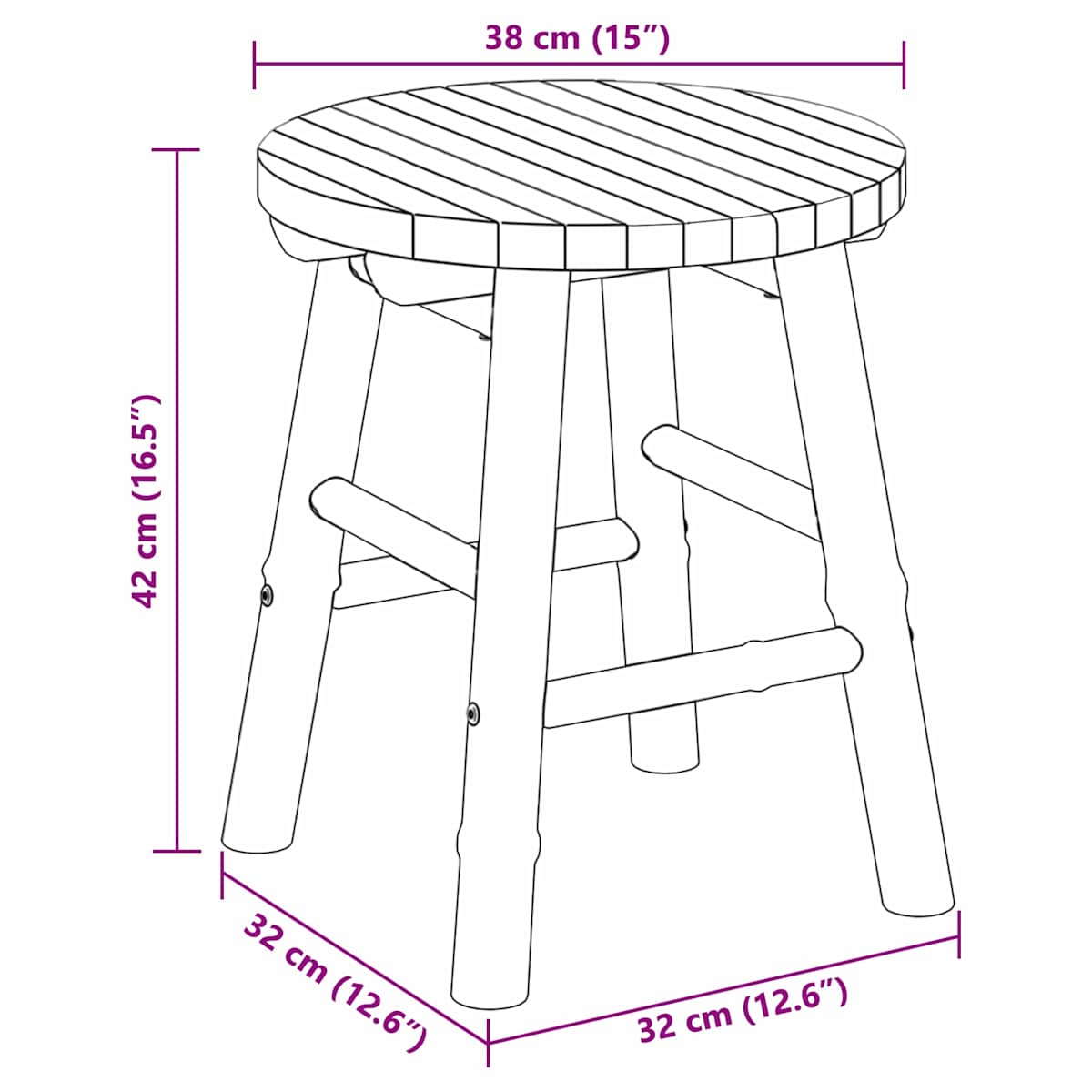Havefodskammel Naturfarvet Ø 38 x 42 cm Bambus - Billede 10