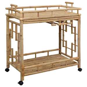 Vínový vozík s kolečky Přírodní 85 x 50 x 93 cm Bambus - obrázek 6