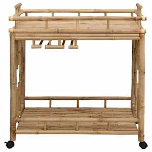 Vínový vozík s kolečky Přírodní 85 x 50 x 93 cm Bambus - obrázek 4