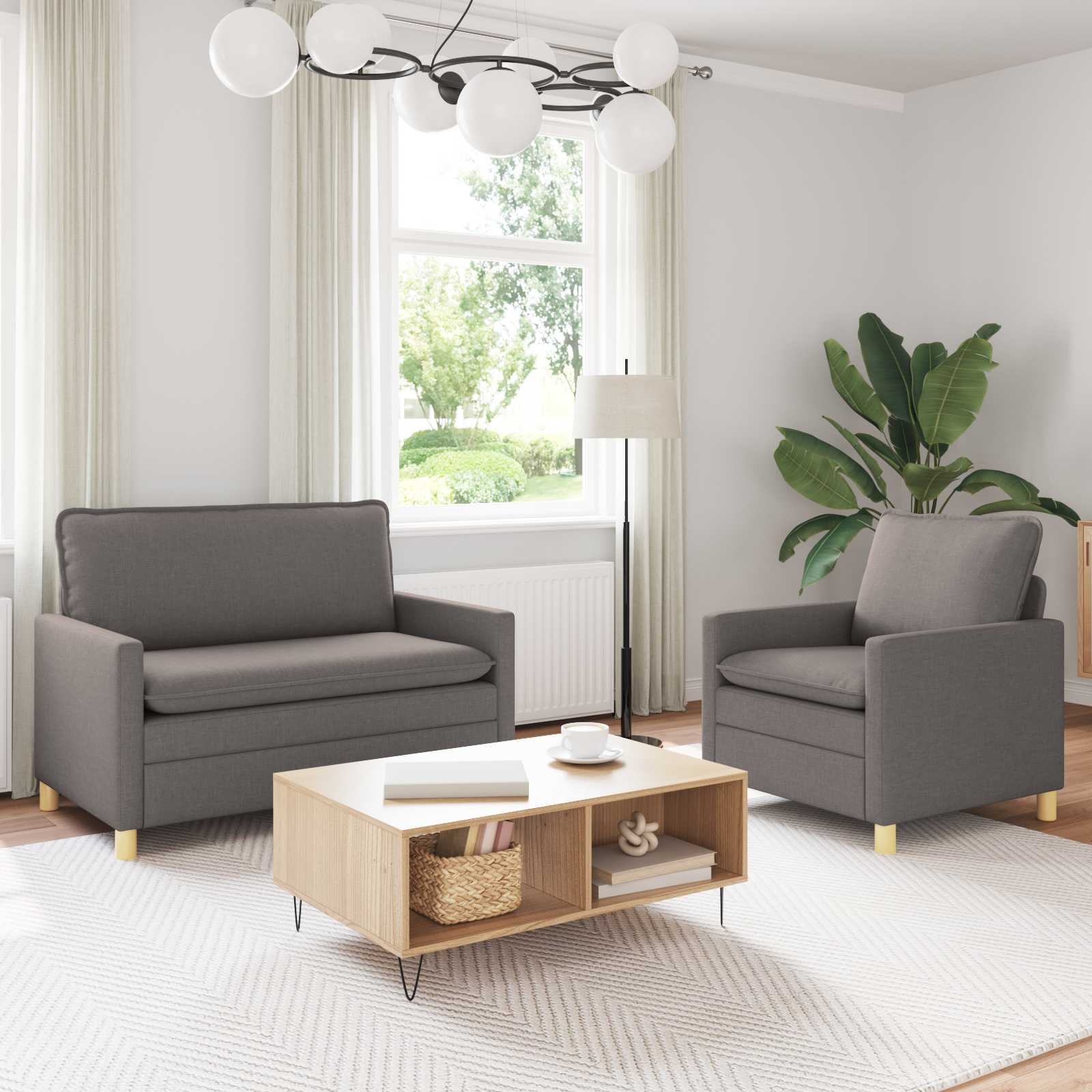 vidaXL Kavčna garnitura 2 kos Taupe Blago