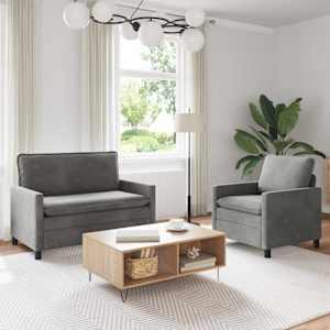 Set pohovek 2 pcs Světle šedá Samet - obrázek 1