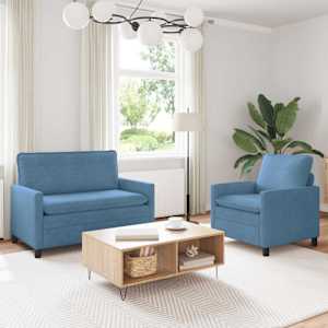 Set pohovek 2 pcs Modrá Textil - obrázek 1