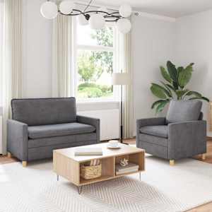 Set pohovek 2 pcs Světle šedá Polyester - obrázek 1