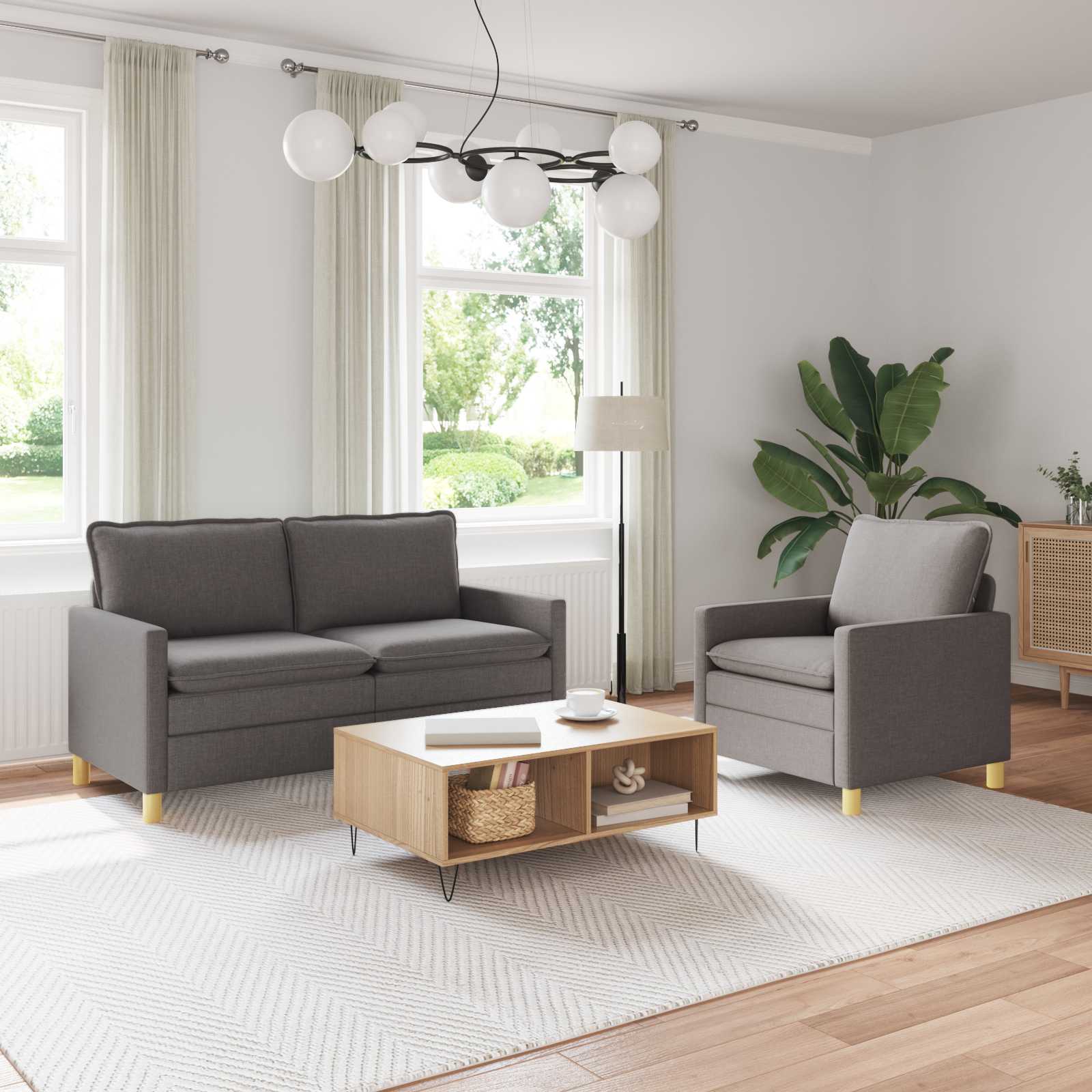 vidaXL Kavčna garnitura 2 kos Taupe Blago