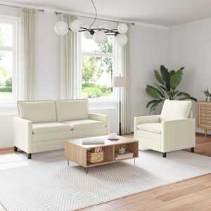Set pohovek 2 pcs Krémová Textil - obrázek 1