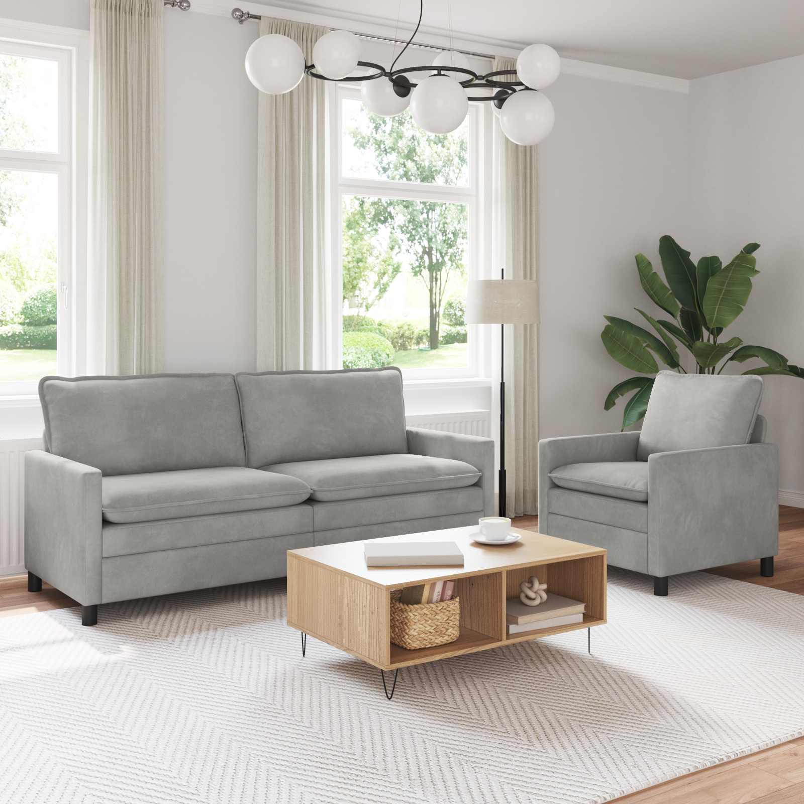 Diivanikomplekt 2 pcs Helehall Samet