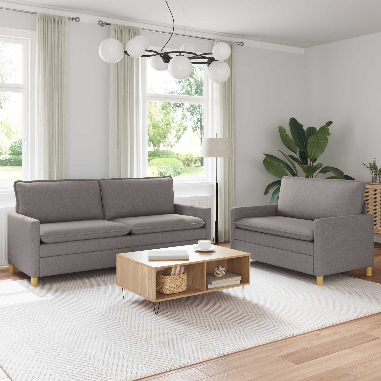 vidaXL Kavčna garnitura 2 kos Taupe Blago