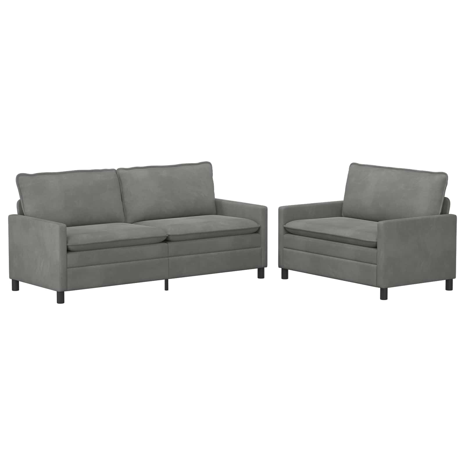 vidaXL Kavčna garnitura 2 pcs Temno siva Žamet - slika 2