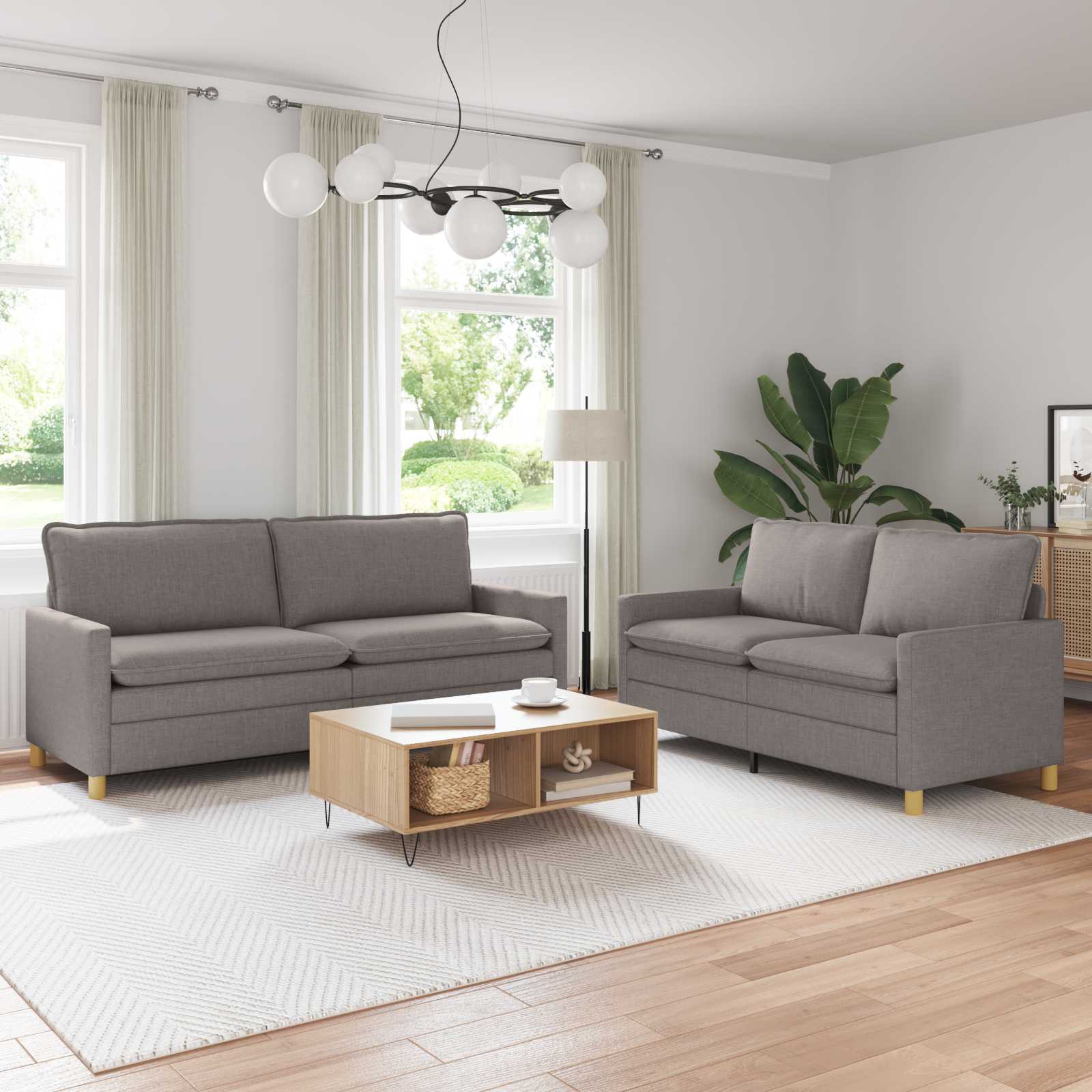 vidaXL Kavčna garnitura 2 kos Taupe Blago