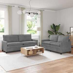 Set pohovek 2 pcs Tmavě šedá Samet