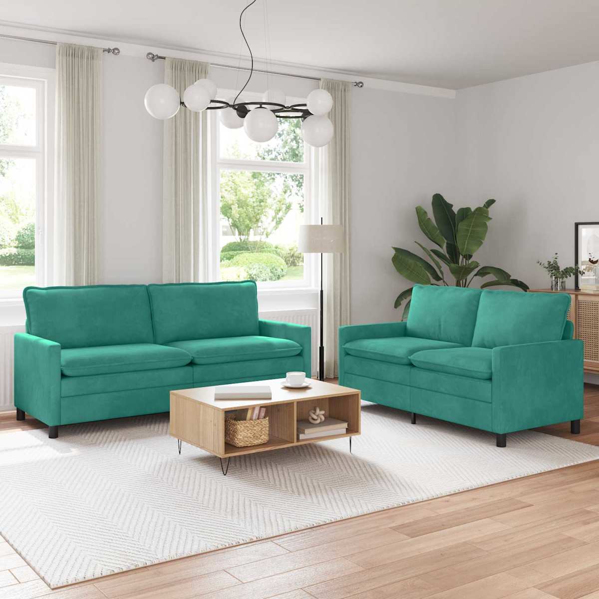 Sofa Sæt 2 stk. Fløjl