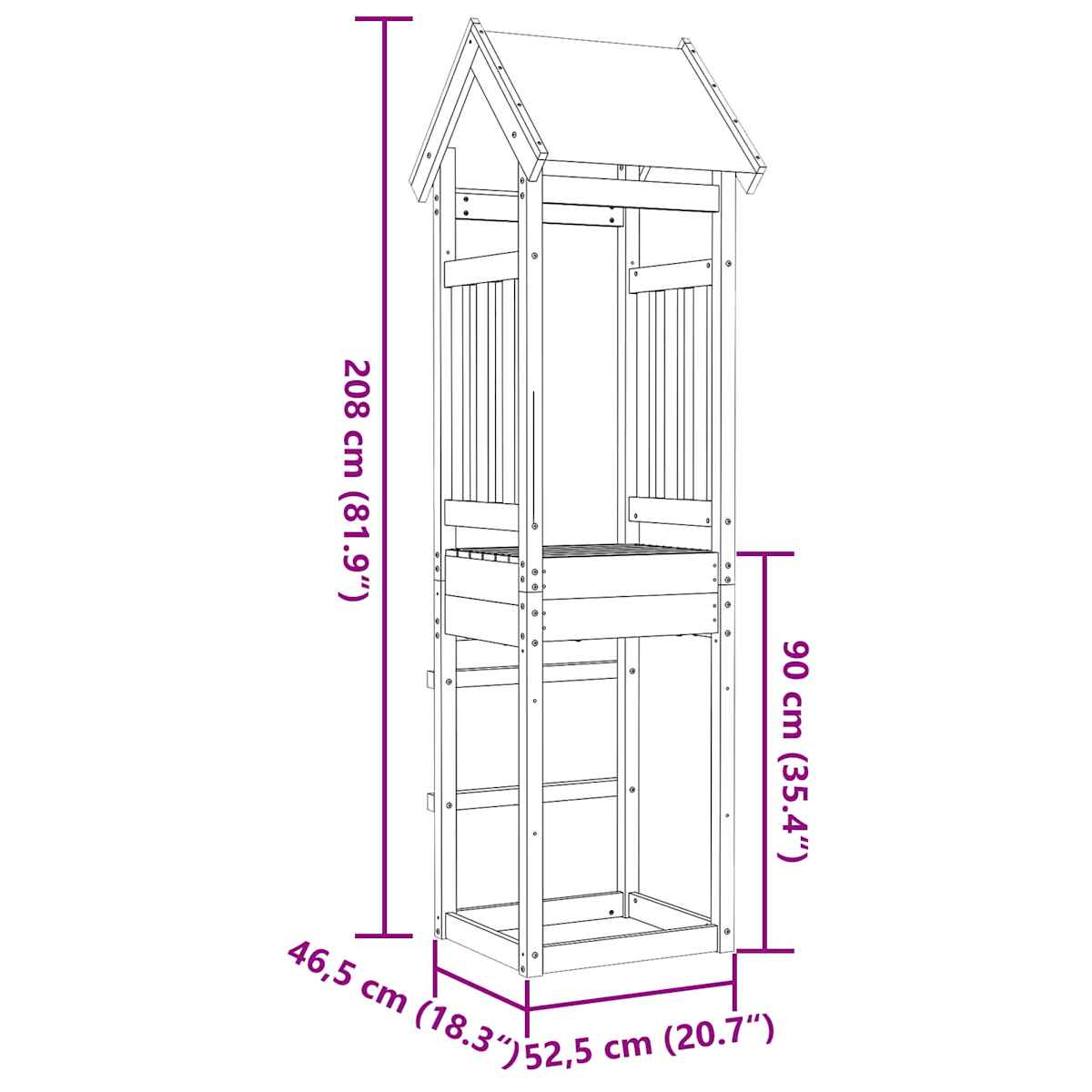 Legetårn Brun 52.5 x 46.5 x 208 cm Massiv imprægneret træ - Billede 6