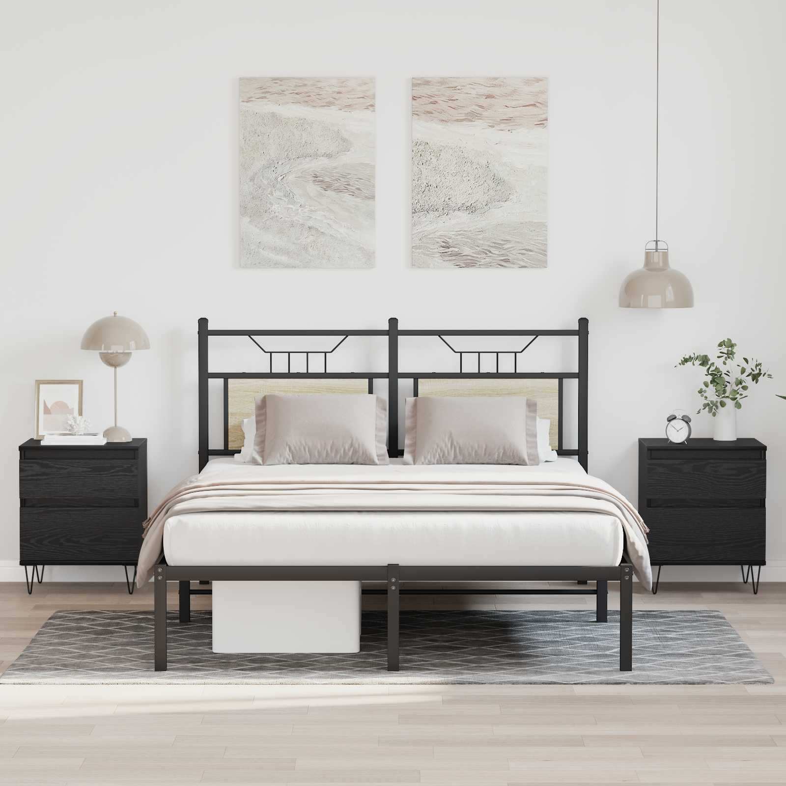 vidaXL Dulap de pat Stejar Negru 40 x 35 x 50 cm Lemn compozit