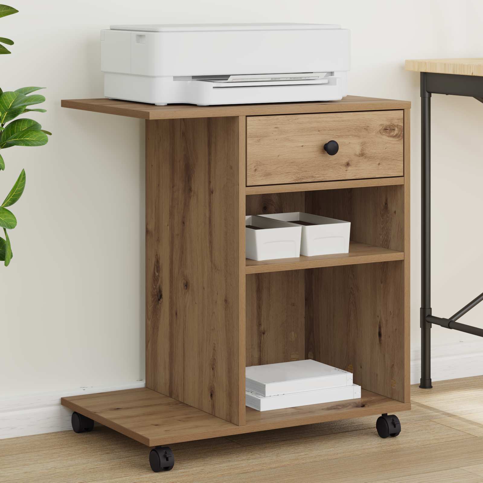 vidaXL Druckerständer Uni Kunsthandwerk Eiche 60 x 40 x 68.5 cm